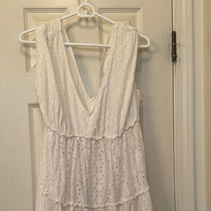 Anthropologie White Eyelet Backless Dress